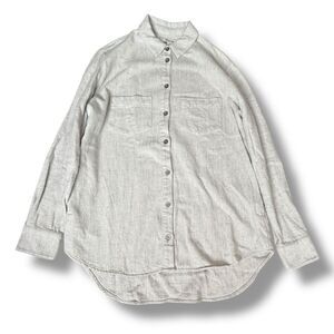Madewell Women's Sunday Gray Flannel Collared Button Down Top Size XS High Low